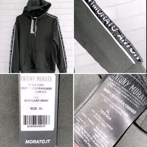 NEW Anthony Morato $180 Abbigliamento Hoodie Olive Dark Army sz XL NWT Italy